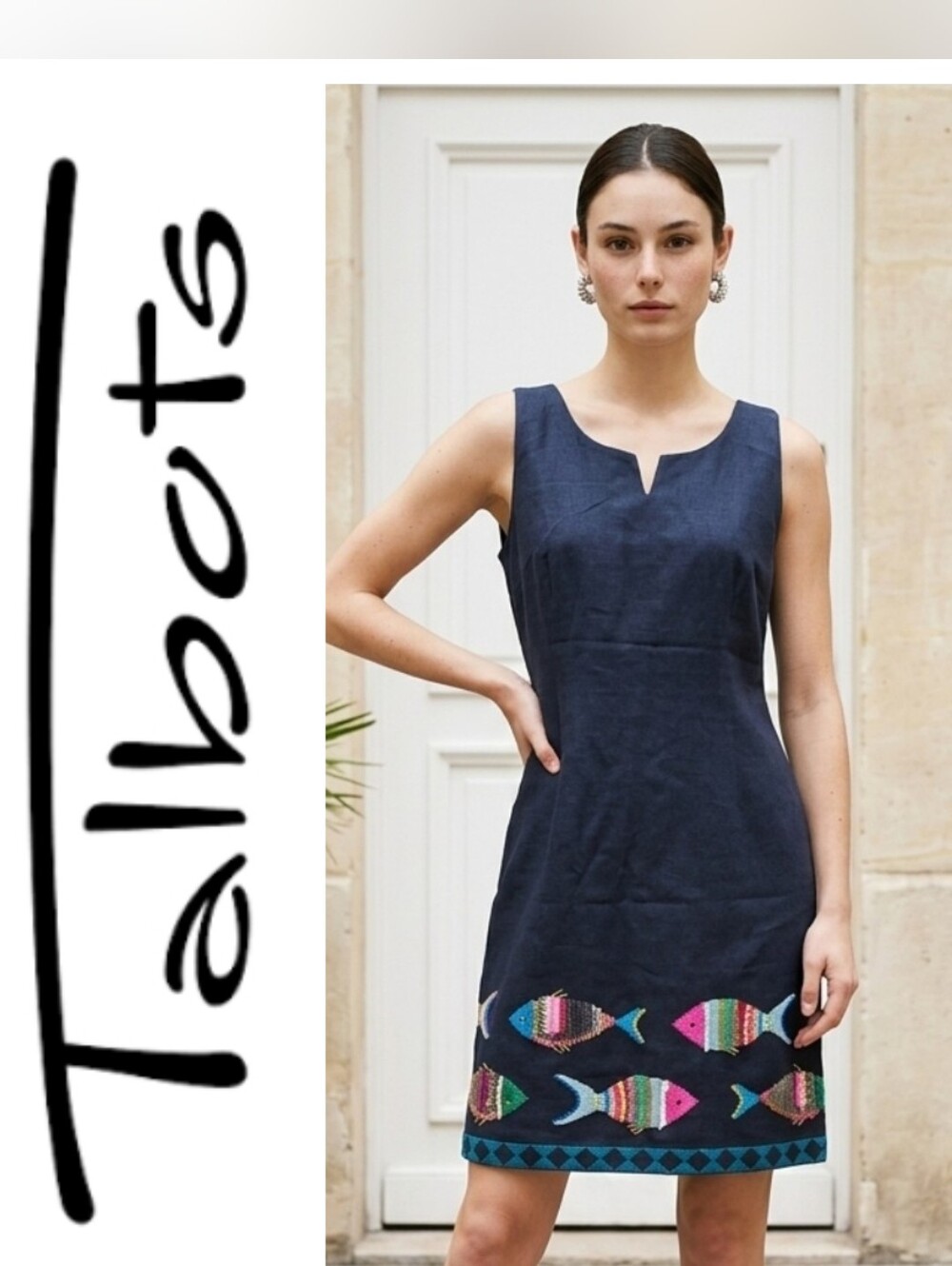 Talbots Embroidered Fish Sheath Dress